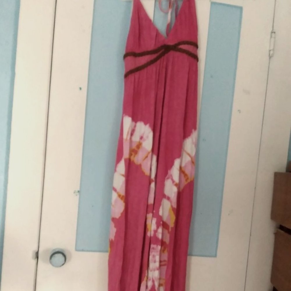 PINK BOHO HIPPIE TIE DYE DRESS